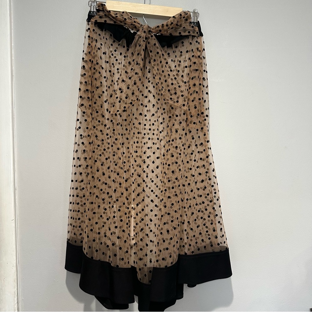 Yellowcake Classic Sheer Swing Polka Dot Skirt Handmade in USA Black Size XL XXL